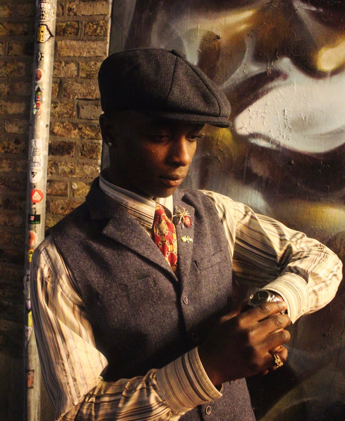 Mineral Blue Wool Tweed Waistcoat