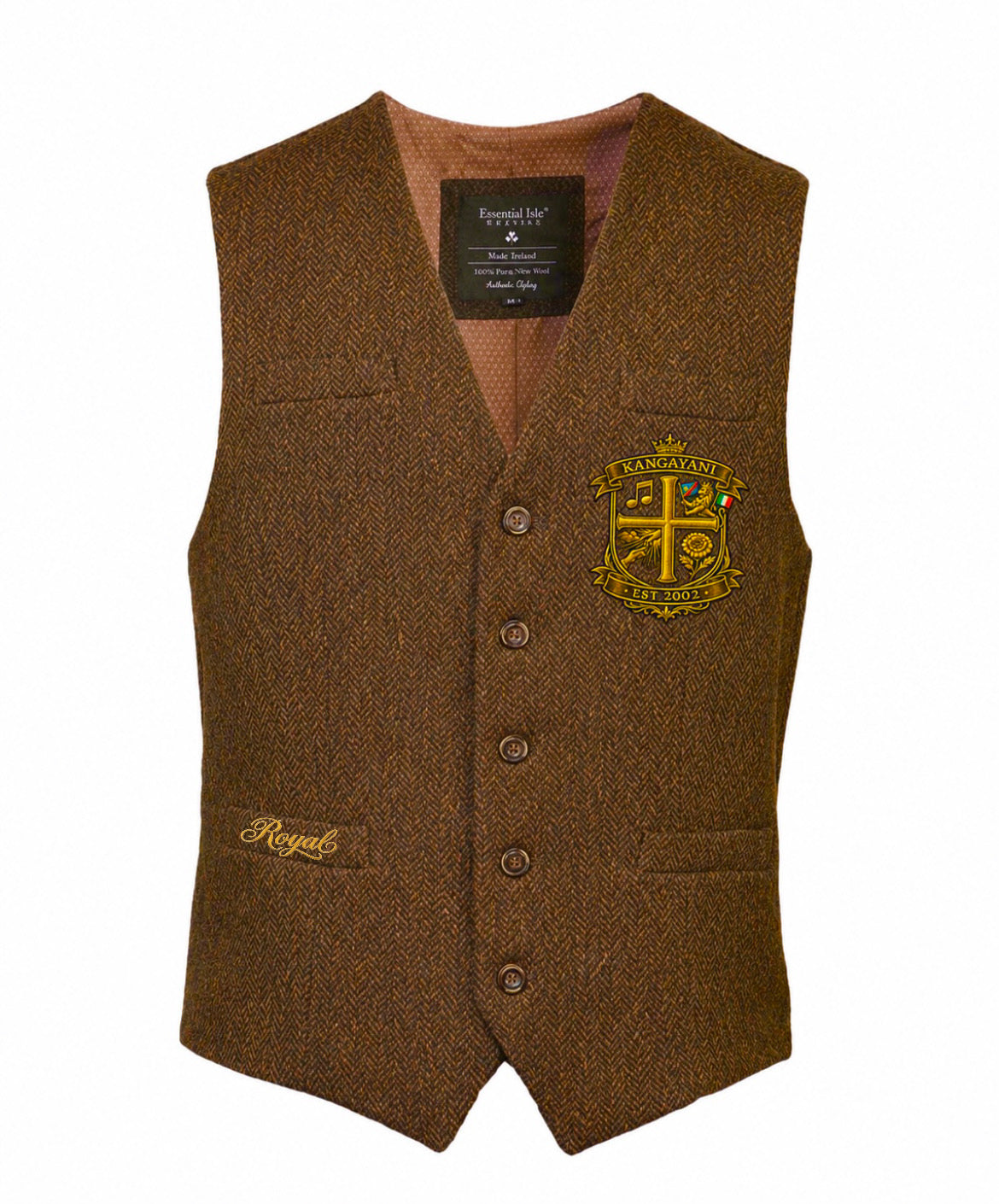 Tobacco Brown Wool Tweed Waistcoat | KR Signature Waistcoat