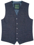 Rich Navy Wool Tweed Waistcoat