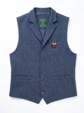Sky Blue Wool Tweed Waistcoat